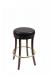 Trendler's 1108 Wood Backless Round Bar Stool with Black Seat and Brass Metal Footplate