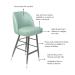 Featuring a curved back for comfort. Seat and back cushion is available in a variety of fabrics and vinyls. The seat is made of high density foam which resists sagging over time. The frame is made of heavy duty welded steel and is available in a variety of finishes. Leg ferrules protect the legs and add style. They're available in Brass or Nickel (as shown).