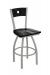 Holland's Voltaire Silver Swivel Bar Stool with Black Wood Seat and Back