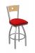 Metal Finish: Stainless Steel • Back Wood Finish: Natural Maple • Seat Cushion: Canter Red, vinyl grade 1