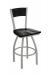 Holland's Voltaire Silver Swivel Bar Stool with Black Wood Seat and Solid Back