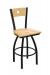 Holland's Voltaire #830 Swivel Barstool in Black Metal Finish and Natural Maple Seat and Back Wood Finish