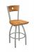 Holland's Voltaire #830 Swivel Barstool in Nickel Metal Finish and Medium Maple Seat and Back Wood Finish