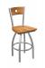 Holland's Voltaire #830 Swivel Barstool in Stainless Steel Metal Finish and Medium Maple Seat and Back Wood Finish