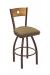 Holland's Voltaire 830 Swivel Bar Stool with Medium Maple Wood Back and Bronze Metal Finish and Canter Sand Brown Seat Cushion