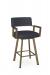 Amisco's Albert Gold Swivel Bar Stool with Arms and Blue Upholstery