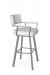 Amisco's Albert Silver Swivel Bar Stool with Arms - Side