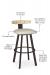 Featuring a curved back for comfort. The seat is available in your choice of fabric or vinyl (free samples available!). The seat cushion is firm. This bar stool is made of metal and is available in 10+ finishes. The joints are welded (not screwed) for support.