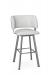 Amisco's Easton Modern Swivel Bar Stool with Low Back in Silver Metal Finish and White Seat and Back Cushion