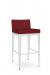 Amisco's Ethan White Modern Bar Stool with Low Back in Red Fabric
