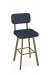 Amisco's Brixton Gold Metal Bar Stool with Blue Seat and Back Cushion