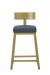 Wesley Allen's Pismo Modern Gold Bar Stool with Low Back and Blue Vinyl Cushion - Front View
