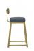 Wesley Allen's Pismo Modern Gold Bar Stool with Low Back and Blue Vinyl Cushion - Side View