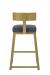 Wesley Allen's Pismo Modern Gold Bar Stool with Low Back and Blue Vinyl Cushion - Back View
