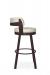 Amisco's Russell Industrial Swivel Counter Stool with Curved Back and Seat Cushion - Side View