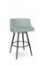 Amisco's Radcliff Modern Brown Metal Swivel Bar Stool with Green Seat and Back Cushion and Black Nailheads Outlining Back