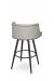 Amisco's Radcliff Upholstered Swivel Bar Stool with Low Back with Black Nailheads and Black Metal Finish and Gray Seat Cushion - View of Back