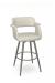 Amisco's Sorrento Modern Padded Bar Stool in Taupe Gray Metal Finish and Light Tan Upholstery