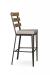 Amisco's Dexter Industrial Stationary Bar Stool with Wood Back, Seat Cushion, and Metal Frame - Side View