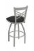 Holland Bar Stool's Catalina #820 Swivel Barstool with Back, in Nickel metal finish and Gray fabric - View of Backside