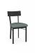 Amisco's Lauren Black Metal Dining Chair with Light Teal Seat Cushion Fabric