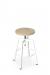 Amisco's Architect White Backless Bar Stool with Natural Round Wood Seat