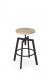 Amisco's Architect Black Backless Bar Stool with Natural Round Wood Seat