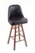 Holland's Grizzly Hardwood Upholstered Swivel Bar Stool in Medium, Maple wood finish, and Black vinyl seat and back