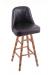 Holland's Grizzly Hardwood Upholstered Swivel Bar Stool with Turned Legs in Dark Cherry, Maple wood finish, and Black vinyl seat and back
