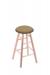 Holland's Round Cushion Backless Swivel Barstool with Smooth Legs in Natural Wood and Brown Seat Cushion