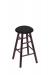 Holland's Round Cushion Backless Swivel Barstool with Smooth Legs in Dark Cherry Wood and Black Vinyl Seat Cushion
