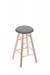 Holland's Round Cushion Backless Swivel Barstool with Smooth Legs in Natural Wood and Gray Seat Cushion