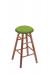 Holland's Round Cushion Backless Swivel Barstool with Smooth Legs in Medium Wood and Green Seat Cushion