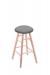 Holland's Round Cushion Backless Swivel Barstool with Turned Legs in Maple Natural Wood Finish and Gray Seat Cushion