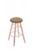 Holland's Round Cushion Backless Swivel Barstool with Turned Legs in Maple Natural Wood Finish and Sand Seat Cushion