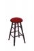 Holland's Round Cushion Backless Swivel Barstool with Turned Legs in Maple Dark Cherry Wood Finish and Red Seat Cushion