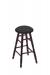 Holland's Round Cushion Backless Swivel Barstool with Turned Legs in Maple Dark Cherry Wood Finish and Black Seat Cushion