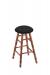 Holland's Round Cushion Backless Swivel Barstool with Turned Legs in Maple Medium Wood Finish and Black Seat Cushion
