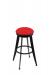Holland's 9000 Laser Backless Swivel Barstool in Black Metal Finish and Red Seat Cushion