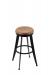 Holland's 9000 Laser Backless Swivel Barstool in Black Metal Finish and Wood Seat Finish in Medium Oak