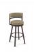 Amisco's Ronny Swivel Upholstered Barstool with Curved Back in 52 Oxidado metal finish and HO Biscuit fabric
