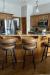 Amisco's Ronny Black and Caramel Swivel Bar Stools in Traditional Kitchen Design