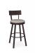 Amisco's Lauren Brown Swivel Low Back Bar Stool with Round Seat Cushion Fabric