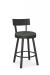 Amisco's Lauren Modern Black Swivel Bar Stool with Back in Green Fabric
