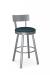 Amisco's Lauren Modern Swivel Bar Stool in Silver Metal and Blue Seat Cushion