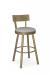 Amisco's Lauren Swivel Bar Stool in Gold with Low Back and Round Seat Cushion Pattern