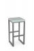 Amisco's Aaron Silver Metal Square Backless Bar Stool with Blue Green Fabric