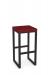 Amisco's Aaron Black Square Backless Bar Stool with Red Fabric