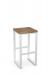 Amisco's Aaron White Backless Bar Stool with Wood Seat
