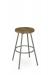 Amisco's Hans Taupe Backless Swivel Bar Stool with Round Wood Seat